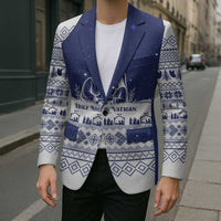 Vatican Christmas Blazer with Holy Family Nativity Scene Snowflake Pattern and Starry Night - Wonder Print Shop