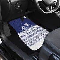 Vatican Christmas Car Mats with Holy Family Nativity Scene Snowflake Pattern and Starry Night - Wonder Print Shop