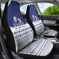 Vatican Christmas Car Seat Cover with Holy Family Nativity Scene Snowflake Pattern and Starry Night - Wonder Print Shop