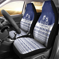 Vatican Christmas Car Seat Cover with Holy Family Nativity Scene Snowflake Pattern and Starry Night - Wonder Print Shop