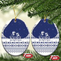 Vatican Christmas Ceramic Ornament with Holy Family Nativity Scene Snowflake Pattern and Starry Night - Wonder Print Shop