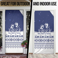 Vatican Christmas Door Cover with Holy Family Nativity Scene Snowflake Pattern and Starry Night - Wonder Print Shop