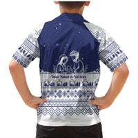 Vatican Christmas Family Matching Mermaid Dress and Hawaiian Shirt with Holy Family Nativity Scene Snowflake Pattern and Starry Night - Wonder Print Shop