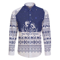 Vatican Christmas Family Matching Mermaid Dress and Hawaiian Shirt with Holy Family Nativity Scene Snowflake Pattern and Starry Night - Wonder Print Shop