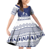 Vatican Christmas Family Matching Off Shoulder Short Dress and Hawaiian Shirt with Holy Family Nativity Scene Snowflake Pattern and Starry Night - Wonder Print Shop