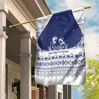 Vatican Christmas Garden Flag with Holy Family Nativity Scene Snowflake Pattern and Starry Night - undefined
