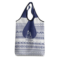 Vatican Christmas Grocery Bag with Holy Family Nativity Scene Snowflake Pattern and Starry Night - Wonder Print Shop