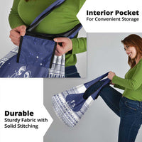 Vatican Christmas Grocery Bag with Holy Family Nativity Scene Snowflake Pattern and Starry Night - Wonder Print Shop