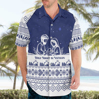 Vatican Christmas Hawaiian Shirt with Holy Family Nativity Scene Snowflake Pattern and Starry Night - Wonder Print Shop