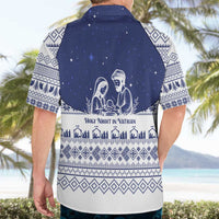 Vatican Christmas Hawaiian Shirt with Holy Family Nativity Scene Snowflake Pattern and Starry Night - Wonder Print Shop
