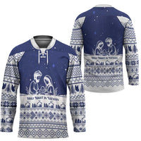 Vatican Christmas Hockey Jersey with Holy Family Nativity Scene Snowflake Pattern and Starry Night - Wonder Print Shop