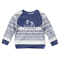 Vatican Christmas Kid Ugly Christmas Sweater with Holy Family Nativity Scene Snowflake Pattern and Starry Night - Wonder Print Shop