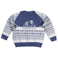 Vatican Christmas Kid Ugly Christmas Sweater with Holy Family Nativity Scene Snowflake Pattern and Starry Night - Wonder Print Shop