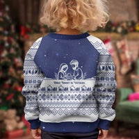 Vatican Christmas Kid Ugly Christmas Sweater with Holy Family Nativity Scene Snowflake Pattern and Starry Night - Wonder Print Shop
