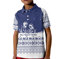 Vatican Christmas Kid Polo Shirt with Holy Family Nativity Scene Snowflake Pattern and Starry Night - Wonder Print Shop