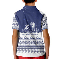 Vatican Christmas Kid Polo Shirt with Holy Family Nativity Scene Snowflake Pattern and Starry Night - Wonder Print Shop