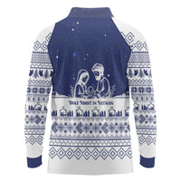 Vatican Christmas Long Sleeve Polo Shirt with Holy Family Nativity Scene Snowflake Pattern and Starry Night - Wonder Print Shop