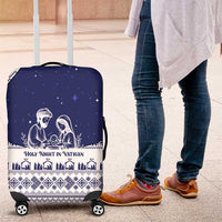 Vatican Christmas Luggage Cover with Holy Family Nativity Scene Snowflake Pattern and Starry Night - Wonder Print Shop