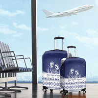 Vatican Christmas Luggage Cover with Holy Family Nativity Scene Snowflake Pattern and Starry Night - Wonder Print Shop