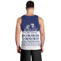Vatican Christmas Men Tank Top with Holy Family Nativity Scene Snowflake Pattern and Starry Night - Wonder Print Shop