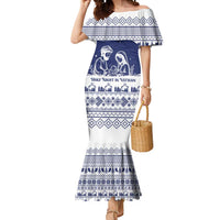 Vatican Christmas Mermaid Dress with Holy Family Nativity Scene Snowflake Pattern and Starry Night - Wonder Print Shop