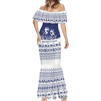 Vatican Christmas Mermaid Dress with Holy Family Nativity Scene Snowflake Pattern and Starry Night - Wonder Print Shop