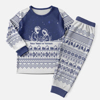 Vatican Christmas Pajama Set with Holy Family Nativity Scene Snowflake Pattern and Starry Night - Wonder Print Shop