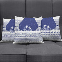 Vatican Christmas Pillow Cover with Holy Family Nativity Scene Snowflake Pattern and Starry Night - Wonder Print Shop