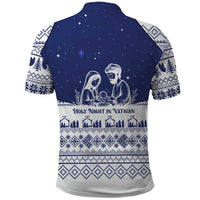 Vatican Christmas Polo Shirt with Holy Family Nativity Scene Snowflake Pattern and Starry Night - Wonder Print Shop