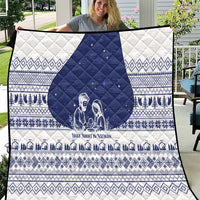 Vatican Christmas Quilt with Holy Family Nativity Scene Snowflake Pattern and Starry Night - Wonder Print Shop