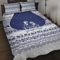 Vatican Christmas Quilt Bed Set with Holy Family Nativity Scene Snowflake Pattern and Starry Night - Wonder Print Shop