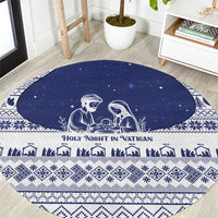 Vatican Christmas Round Carpet with Holy Family Nativity Scene Snowflake Pattern and Starry Night - Wonder Print Shop