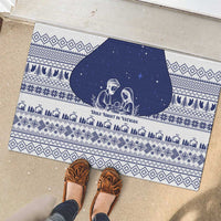Vatican Christmas Rubber Doormat with Holy Family Nativity Scene Snowflake Pattern and Starry Night - Wonder Print Shop