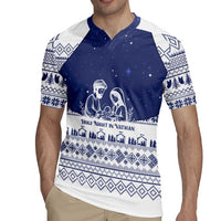 Vatican Christmas Rugby Jersey with Holy Family Nativity Scene Snowflake Pattern and Starry Night - Wonder Print Shop