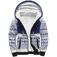 Vatican Christmas Sherpa Hoodie with Holy Family Nativity Scene Snowflake Pattern and Starry Night - Wonder Print Shop