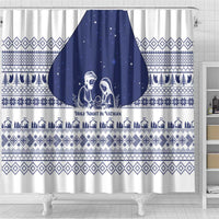 Vatican Christmas Shower Curtain with Holy Family Nativity Scene Snowflake Pattern and Starry Night - Wonder Print Shop