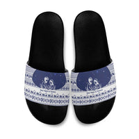 Vatican Christmas Slide Sandals with Holy Family Nativity Scene Snowflake Pattern and Starry Night - Wonder Print Shop