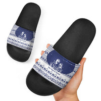 Vatican Christmas Slide Sandals with Holy Family Nativity Scene Snowflake Pattern and Starry Night - Wonder Print Shop