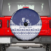 Vatican Christmas Spare Tire Cover with Holy Family Nativity Scene Snowflake Pattern and Starry Night - Wonder Print Shop