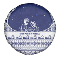 Vatican Christmas Spare Tire Cover with Holy Family Nativity Scene Snowflake Pattern and Starry Night - Wonder Print Shop