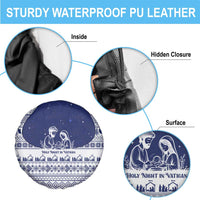 Vatican Christmas Spare Tire Cover with Holy Family Nativity Scene Snowflake Pattern and Starry Night - Wonder Print Shop