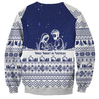 Vatican Christmas Sweatshirt with Holy Family Nativity Scene Snowflake Pattern and Starry Night - Wonder Print Shop