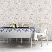 Vatican Christmas Tablecloth with Holy Family Nativity Scene Snowflake Pattern and Starry Night - Wonder Print Shop