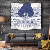 Vatican Christmas Tapestry with Holy Family Nativity Scene Snowflake Pattern and Starry Night - Wonder Print Shop