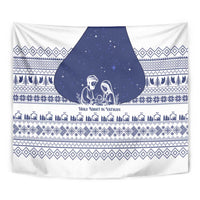 Vatican Christmas Tapestry with Holy Family Nativity Scene Snowflake Pattern and Starry Night - Wonder Print Shop