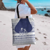 Vatican Christmas Tote Bag with Holy Family Nativity Scene Snowflake Pattern and Starry Night - undefined
