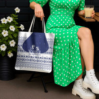 Vatican Christmas Tote Bag with Holy Family Nativity Scene Snowflake Pattern and Starry Night - undefined