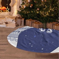 Vatican Christmas Tree Skirt with Holy Family Nativity Scene Snowflake Pattern and Starry Night - Wonder Print Shop