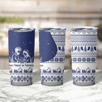Vatican Christmas Tumbler Cup with Holy Family Nativity Scene Snowflake Pattern and Starry Night - Wonder Print Shop