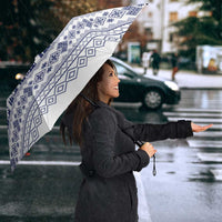 Vatican Christmas Umbrella with Holy Family Nativity Scene Snowflake Pattern and Starry Night - Wonder Print Shop